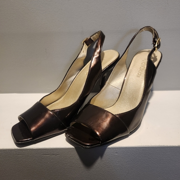 Vintage Slingback Le Chateau Heels Metalic Brown - Picture 1 of 5